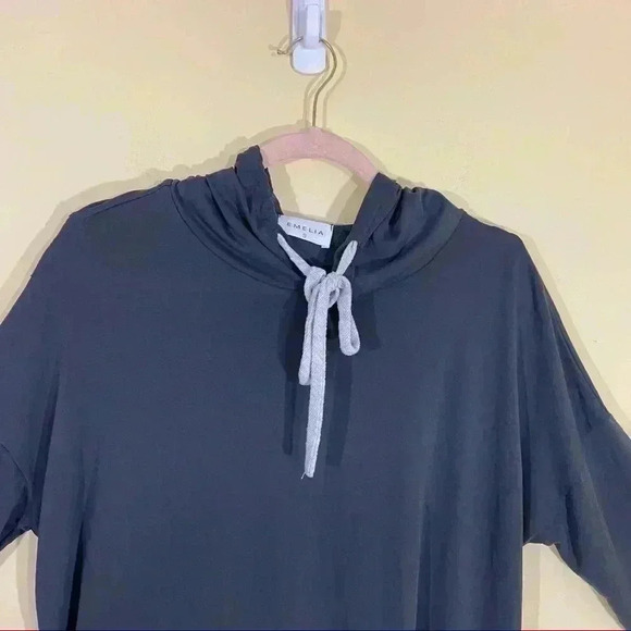 Emelia Gray Faux Wrap Open Back Hoodie Sweatshirt - Picture 2 of 13